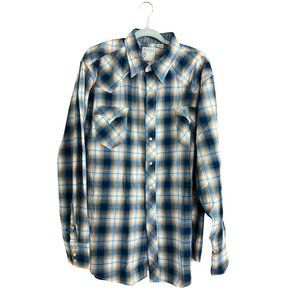 Roper Wear The West Men's Plaid Blue & Orange Shirt